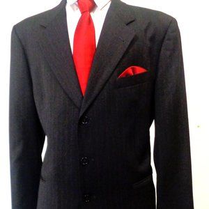 REDA MADE IN ITALY STRIPED BLACK 100 WOOL MEN SUIT